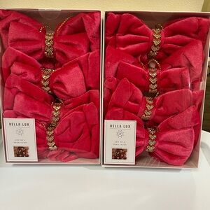NIB | Bella Lux - Bright Pink Velvet Bow Clips Set of 4 bows (per box)